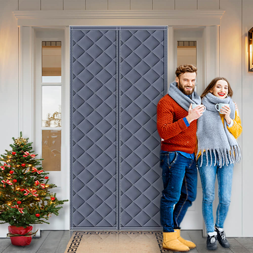 Magnetic Thermal Insulated Door Curtain Grey