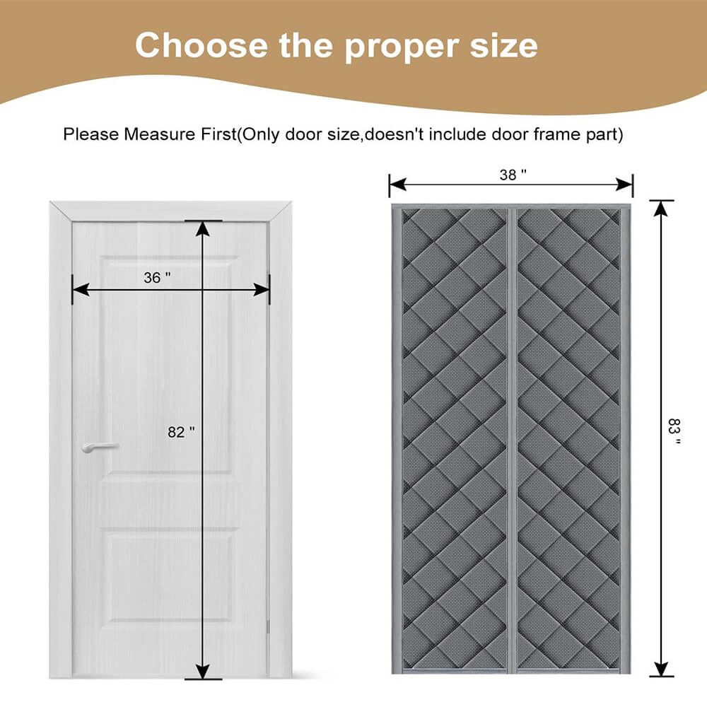 Magnetic Thermal Insulated Door Curtain Grey
