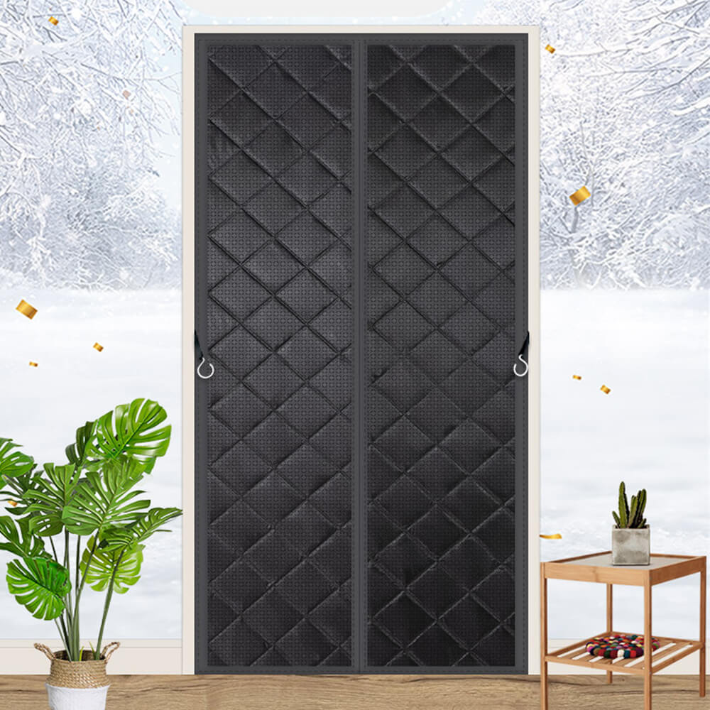 Magnetic Thermal Insulated Door Curtain Black