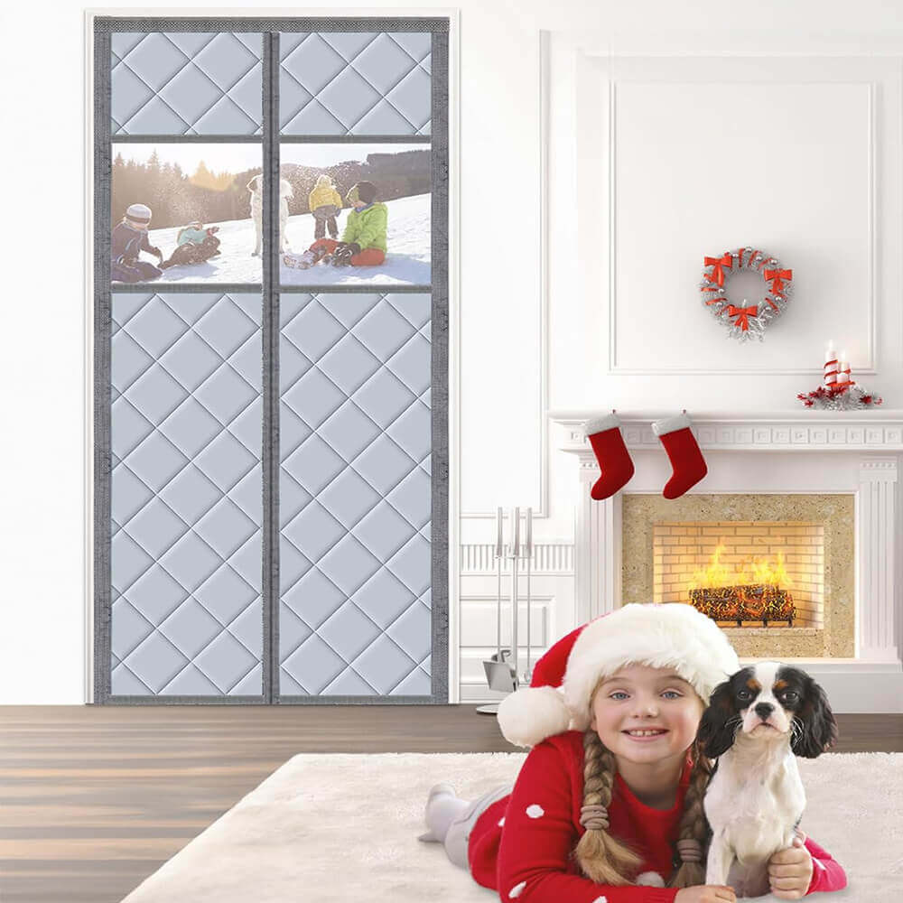 Magnetic Thermal Insulated Door Curtain Visible Windows