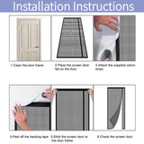 Custom Size Black Magnetic Screen Door with Side Opening for Single Doors