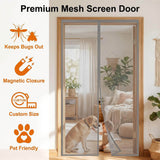 Custom Size Gray Magnetic Screen Door with Side Opening for Single Doors