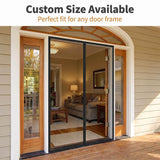 Custom Size Black Magnetic Screen Door with Center Opening for Patio Doors