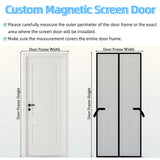 Measurement guide for a custom magnetic screen door on a white background