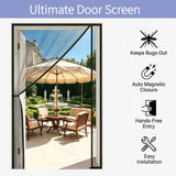 Custom Size Black Magnetic Screen Door with Side Opening for Single Doors