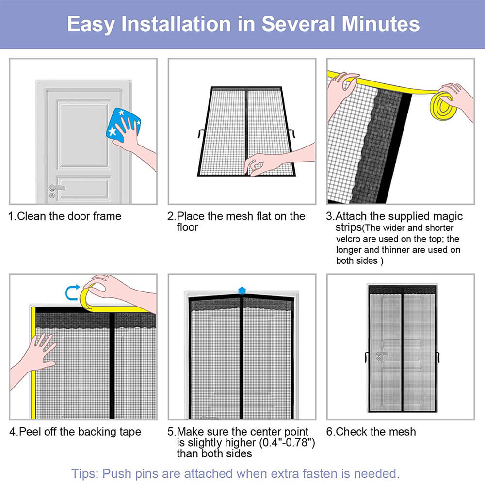 Magnetic Screen Door for 72 x 80 Inch French Door, Screen Itself Size: 74  x 81, Glass Sliding Door Heavy Duty Screen Door Mesh Curtain Keeps Bugs  Out for Patio, Sliding Or