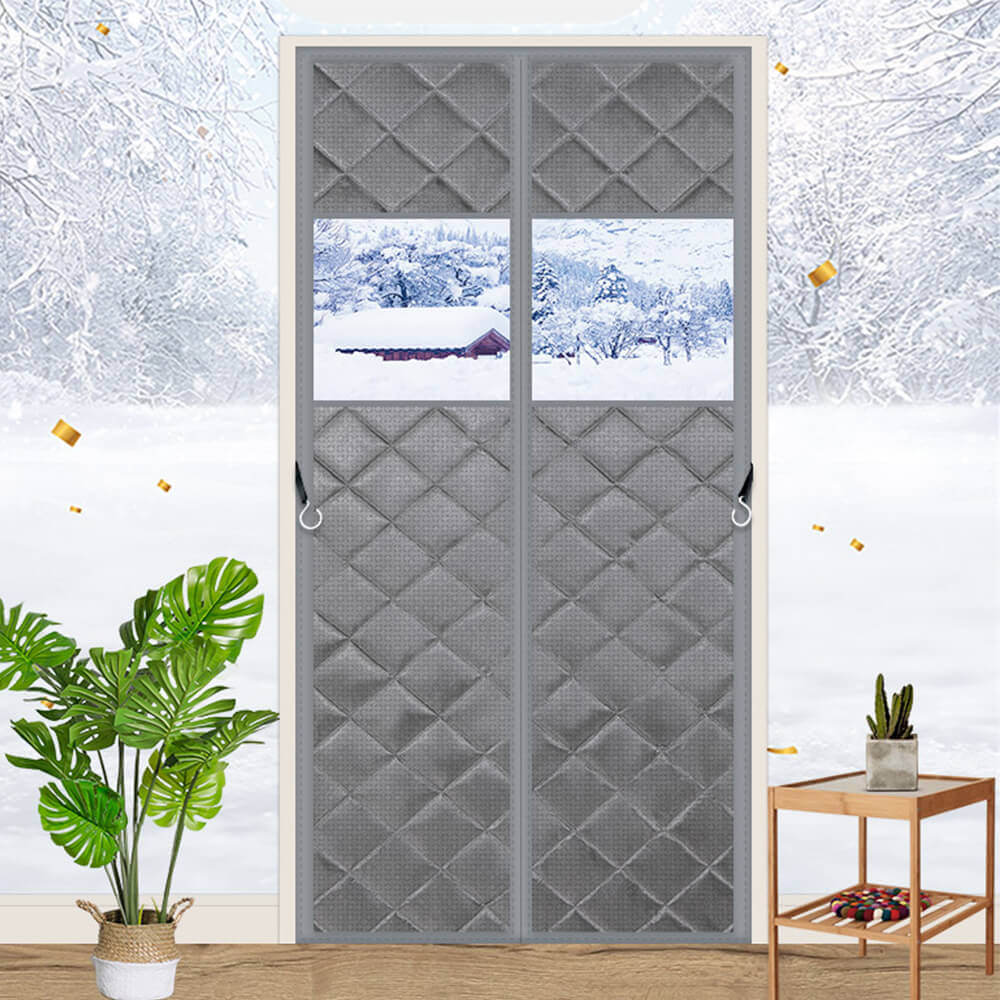 Magnetic Thermal Insulated Door Curtain Visible Windows